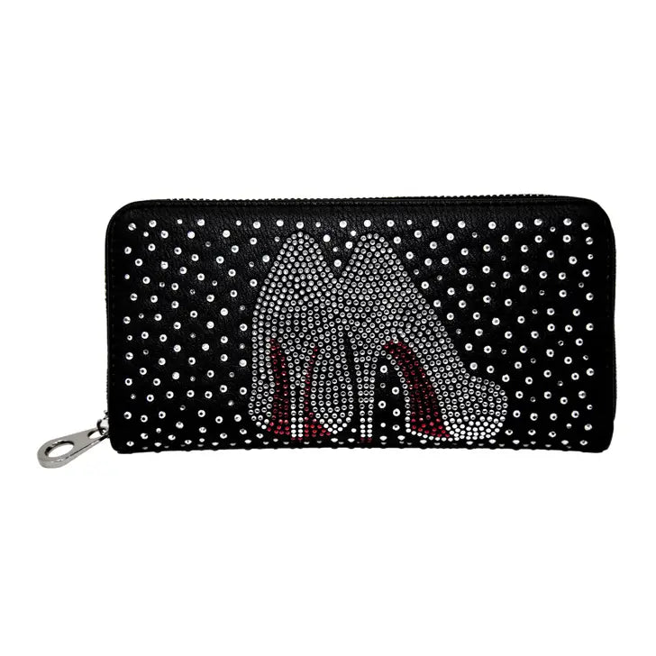 High Fashion Heels Rhinestone Accordion Wallet
