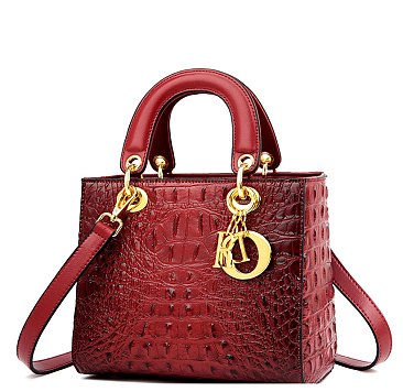 Tie-dyed Croc Satchel Crossbody Bag - Red