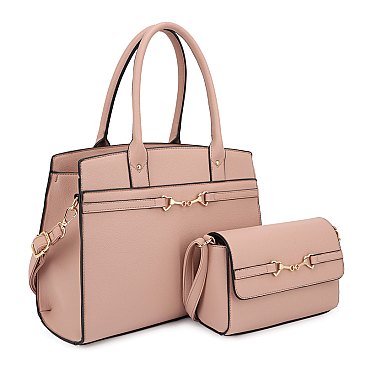 2 IN 1 SATCHEL WITH CROSSBODY - MAUVE