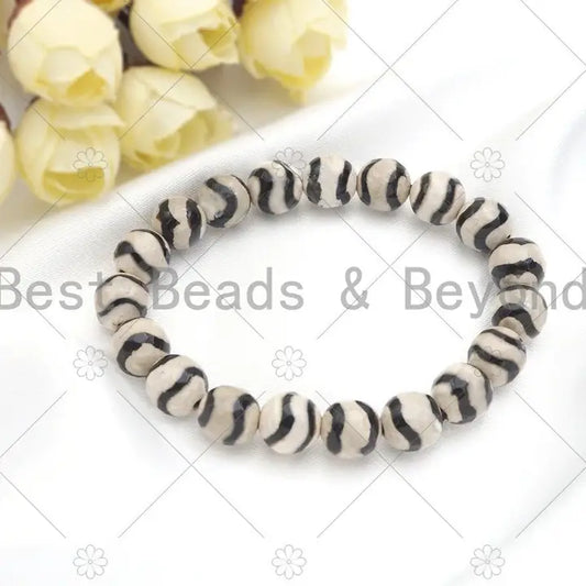 NATURAL BLK/WHT TIBETAN 8MM