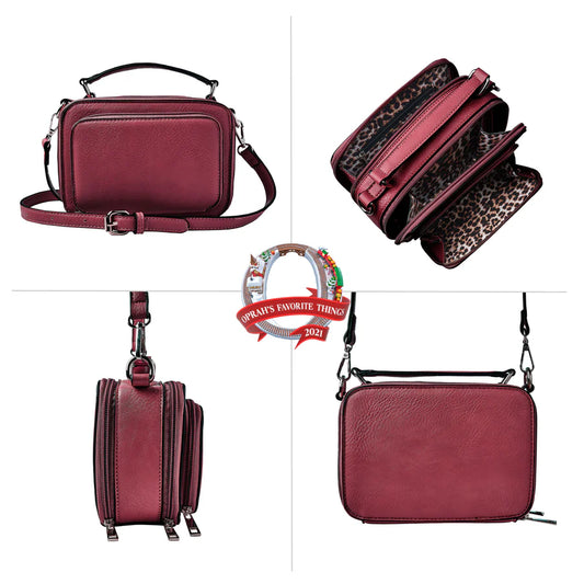 Oprah's Favorite Thing! Kelsey Satchel/Crossbody - Red